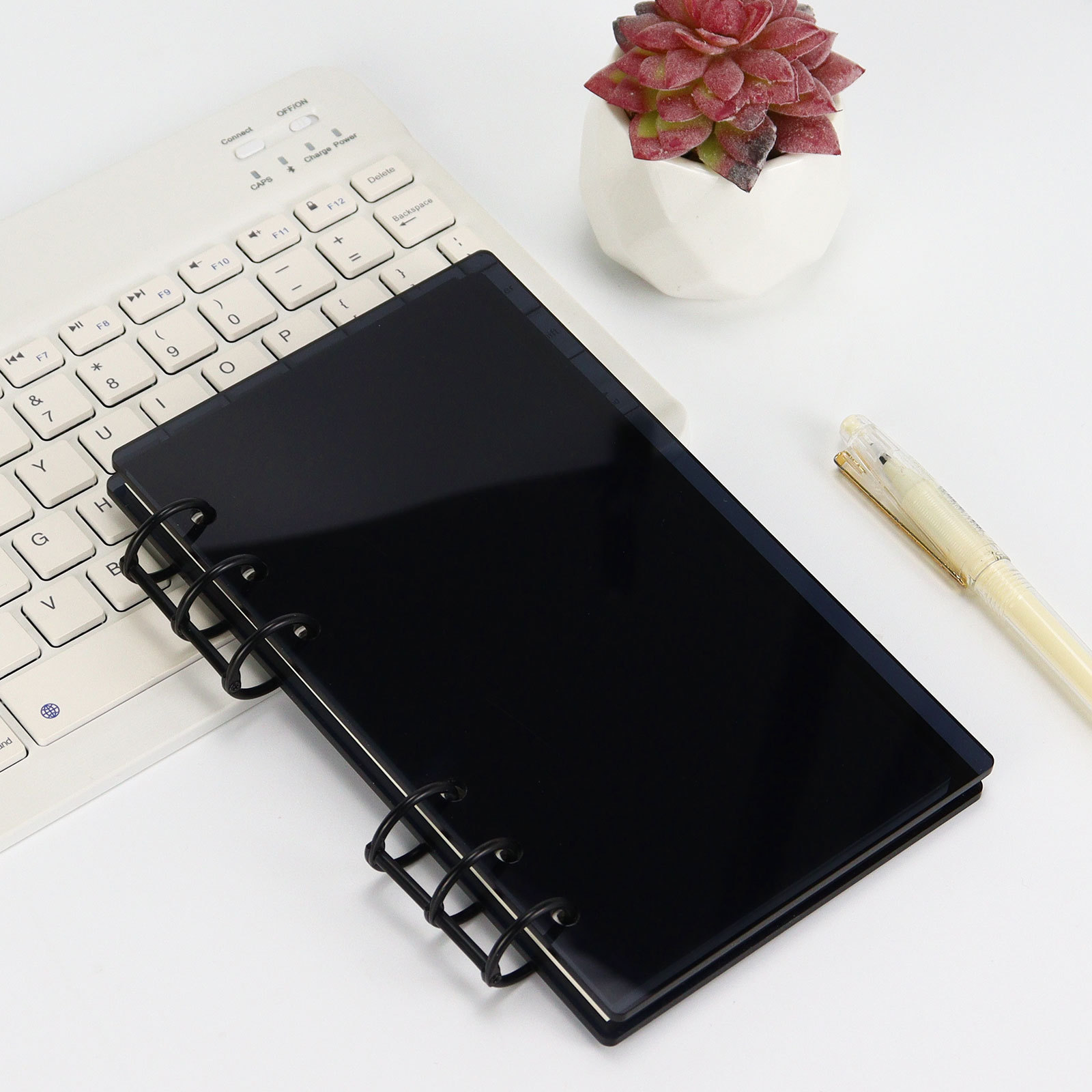 A6 Binder 6-кольцевая акриловая Обложка для ноутбука, Золотое металлическое круглое кольцо с 45 листами на внутренней подкладке