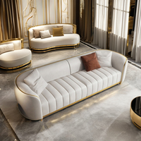 Canapé moderne blanc rembourré 2 3 places Luxe léger Salon Lounge Canapé-lit Canapés en cuir Ensemble de meubles