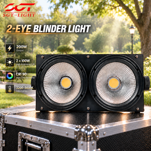 Lampu Panggung LED Audience <span class=keywords><strong>Blinder</strong></span> 200W 2x100W COB Daya Tinggi Dual White 6000K DMX512 Aktif Suara Output Tinggi untuk Taman - Product Image 1