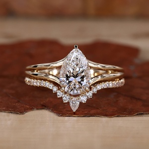 Bagues <span class=keywords><strong>de</strong></span> fiançailles et <span class=keywords><strong>de</strong></span> mariage en or massif 14k 18k avec diamant cultivé en laboratoire certifié HPHT CVD Shea Igi pour femmes, hommes, ensemble <span class=keywords><strong>de</strong></span> couple <span class=keywords><strong>de</strong></span> mariés - Product Image 4