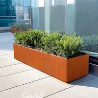 Jardinière rectangulaire rustique en acier inoxydable pour jardin, patio extérieur, balcon, grand bac à fleurs en métal, style Art Déco