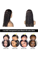 Perruques brésiliennes Remy Deep Wave 13x4 transparentes pour femmes noires, avec baby hair, 5x5, 13x6, 360, sans colle, Full HD