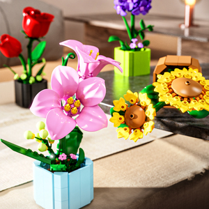 Blocs de construction de fleurs, bouquet <span class=keywords><strong>3D</strong></span>, plantes, tournesol, rose, briques, kits, jouets éducatifs pour enfants, cadeaux romantiques, 13034 - Product Image 5