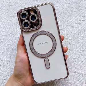 Venta caliente diamante magnético TPU brillante brillo claro teléfono caso para <span class=keywords><strong>Samsung</strong></span> A16 A06 A24 A34 A54 - Product Image 5