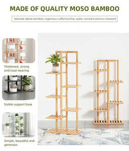 庭のための6階建て屋内/屋外竹と木の角の植物スタンド工場直送植木鉢ラック - Product Image 4