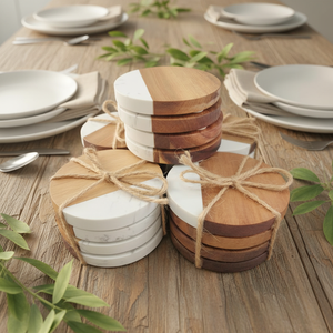 Posavasos <span class=keywords><strong>de</strong></span> Madera <span class=keywords><strong>de</strong></span> Acacia <span class=keywords><strong>de</strong></span> Diseño Único, Hexagonales, Redondos, Cuadrados, Personalizados, <span class=keywords><strong>de</strong></span> Madera y Mármol para el Hogar - Product Image 1