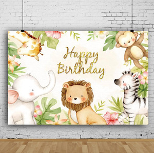 Sfondo della festa di compleanno dei <span class=keywords><strong>bambini</strong></span> della foresta del leone sfondo tema della giungla - Product Image 6