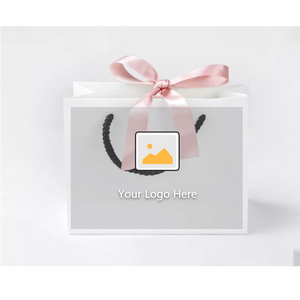 Luxus-Geschenkboutique individueller Druck Logos Bandgriff weiße Schmuckverpackung kleine Papiertüten für Einkauf Kleidung - Product Image 6