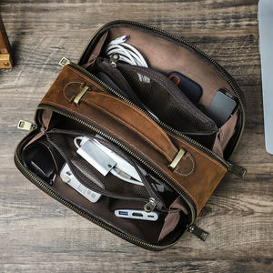 Bolsa Organizadora Expandible de Cuero para Accesorios Electrónicos, con Doble Cierre, Gran Capacidad, para Artículos Esenciales de Viaje, Cables y Cargadores - Product Image 4