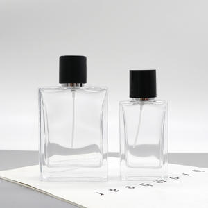 Square Glass Perfume Bottles 100ml <b>Decanting</b> Bottles with 50ml Clip-On Spray Empty Cosmetic Containers 30ml Capacity Available - Product Image 2