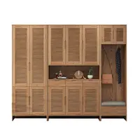 Armario de madera maciza para zapatos, mueble de almacenamiento sencillo y moderno, de gran capacidad, estilo nórdico de roble, para sala de estar, porche y casa