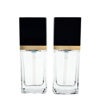 Botol Kosmetik Paket Makeup Kaca Perawatan Kulit Pompa Foundation Cair BB Cream Bening Persegi 30Ml