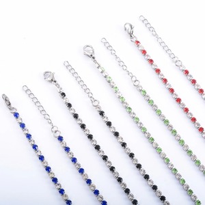 3mm Wide Bling Bling Rhinestone Cubic Zirconia Tennis <b>Bracelet</b> <b>for</b> <b>Women</b> Hand <b>Crystal</b> Chain Bangle Ankle Anklet Stainless Steel - Product Image 3