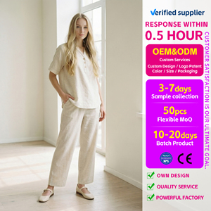 Conjunto Casual <span class=keywords><strong>de</strong></span> <span class=keywords><strong>Dos</strong></span> <span class=keywords><strong>Piezas</strong></span> <span class=keywords><strong>para</strong></span> Mujer, 80% Rayón, 20% Nailon, Cuello en V, Pantalones Anchos, Suave y Transpirable, Ropa <span class=keywords><strong>de</strong></span> Estar por Casa - Product Image 2