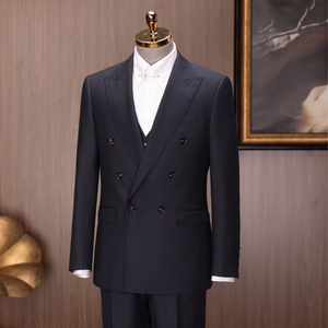 HARCHOY Abito da Uomo su Misura, Nuovo Design, Blazer Traspirante 100% Lana, <span class=keywords><strong>Doppiopetto</strong></span>, Vestibilità Slim, per Matrimonio e Cerimonie - Product Image 1