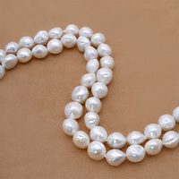Perles d'eau douce baroques naturelles blanches de 10-11 mm, brins texturés irréguliers, perles en vrac pour la fabrication de bijoux, vente en gros