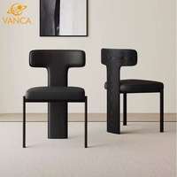 Chaises de salle à manger contemporaines pour hôtel, meubles de maison, chaise de salle à manger moderne avec pieds en métal en forme de T, chaises de salle à manger en cuir de luxe