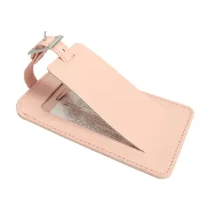 Pink faux leather blank luggage tag less one dollar travelling tag