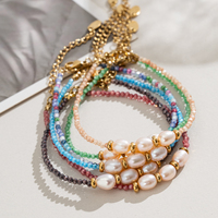 Bracelet de perles ovales triples en verre zircon et perles de rocaille, style INS, fait main, accessoires de bijoux de mode, simplicité et élégance