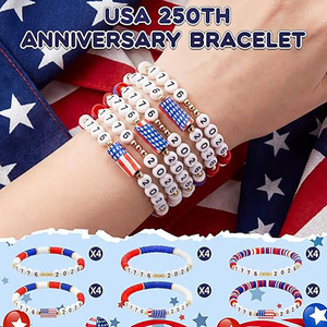 Nouveau Bracelet du 250e Anniversaire de l'Indépendance des États-Unis 2026, Bracelet Empilable Perlé Rouge Blanc Bleu Drapeau Américain, Cadeau Bijou Patriotique - Product Image 4