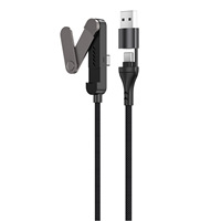 Cable 2 en 1 de 65w Tipo C a Tipo C con Soporte para Tablet, Cable de Datos PD Portátil de Carga Rápida para Soporte de Teléfono Plegable