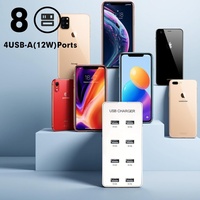 Stazione di Ricarica USB Portatile da 60W con 8 Porte per Dispositivi Multipli, Telefoni Cellulari, Tablet, Auricolari Bluetooth