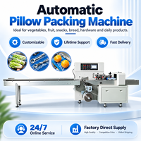 Machine d'emballage automatique horizontale pour coussins en plastique, avec système HFFS haute vitesse, pour l'emballage de biscuits et de snacks alimentaires
