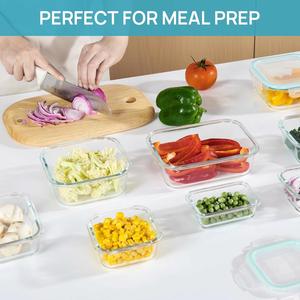 8 Pack Glass Food Storage Containers <b>Meal</b> <b>Prep</b> Airtight Bento <b>Boxes</b> with Leak Proof Locking Lids for Microwave Freezer BPA Free - Product Image 5