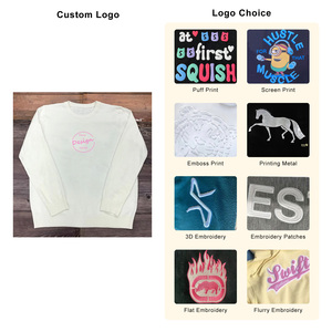 Ultima <span class=keywords><strong>maglia</strong></span> <span class=keywords><strong>oversize</strong></span> in cotone 100% bianco maglione da donna con Logo ricamato personalizzato maglione girocollo invernale - Product Image 5