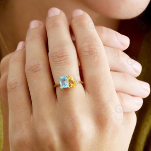 Anillos de Piedras Preciosas Personalizados Gemnel, Estilo Hailey, Reciclados, S925, con <span class=keywords><strong>Topacio</strong></span> <span class=keywords><strong>Azul</strong></span> y Citrino Dorado, Nueva Tendencia - Product Image 3