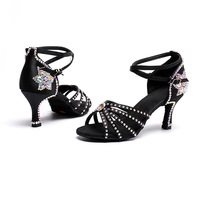 Chaussures de danse latine 2025 entièrement ornées de strass pour filles, chaussures de danse latine à semelle souple pour adultes, chaussures de salsa et de danse de salon en diamant