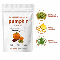 Cápsulas de Aceite de Semilla de Calabaza, 180 Unidades, 3000mg, Prensado en Frío, Virgen, Saw Palmetto, Apoyo Diario para el Bienestar, OEM, ODM, Marca Privada