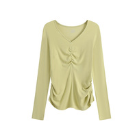 T-shirt à manches longues et col en v, couche de base thermique, doublure polaire, antibactérien, printemps, automne, hiver, sous-vêtement féminin