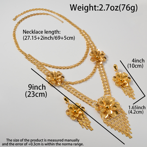 Boucles d'oreilles pendantes de luxe vintage en cuivre, plaquées or 18 carats, style western, grandes fleurs, multi-pampilles, chaîne multicouche pour femme - Product Image 6