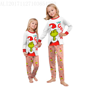 Nuevo Pijama Navideño Familiar a Juego Transpirable con Lindo Monograma de Dibujos Animados Ropa para Estar en Casa de Poliéster para Padres e Hijos - Product Image 2