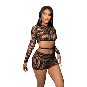 Traje de bikini sexy con transparencias, lencería de red, falda de cadera de estilo puro para mujer, pijama, cinturón de amor - Product Image 5