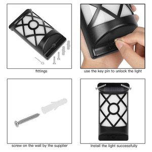 Lampe murale solaire à effet de flamme LED, lumière décorative de jardin extérieur avec capteur pour une utilisation en cour de maison - Product Image 4