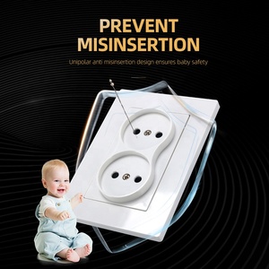 Высококачественная электрическая панель F-серии, огнестойкая двойная розетка ЕС, стандартная черная белая золотистая настенная электрическая розетка - Product Image 3