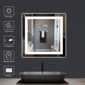Miroir <span class=keywords><strong>de</strong></span> salle <span class=keywords><strong>de</strong></span> bain LED personnalisé avec rétroéclairage avant et arrière, miroir mural à intensité variable en continu, double miroir <span class=keywords><strong>de</strong></span> vanité LED avec fonction anti-buée et mémoire, 3 couleurs - Product Image 5