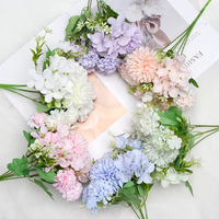 Buket Bunga Campuran Buatan Grosir, Peony Sutra, Mawar, Hydrangea, Rangkaian Bunga Palsu, Dekorasi Rumah, Dekorasi Pernikahan, Centerpiece