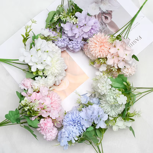Ramo de Flores Artificiales Mixtas al por Mayor, Arreglo Floral de Seda <span class=keywords><strong>con</strong></span> Peonías, Rosas y Hortensias, Decoración para el Hogar, Centro de Mesa para Bodas - Product Image 3