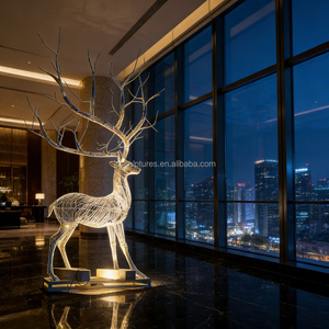 Sculpture de cerf en acier inoxydable tressé ajouré, Décoration métallique personnalisée en fil d'acier pour expositions intérieures/extérieures (Service OEM/ODM) - Product Image 5