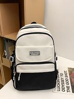 Sac à dos pour ordinateur portable tendance, multi-poches, décontracté, pour l'école, noir et blanc, sac de voyage pour étudiants