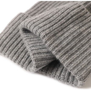 Fabricant sur mesure pour hommes 100% Cashmere Pure Beanie Hat Men Winter Warm Ribbed Knitted Merino Wool Cashmere Hats for Women - Product Image 4