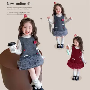 2025 nuovo abito estivo da ragazza in Chiffon al ginocchio con paillettes per piccola principessa gilet dolce con collo a o - Product Image 2