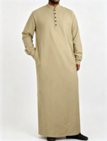 Robe Abaya en coton pour hommes musulmans, couleur unie, décontractée, respirante, avec ceinture, robe longue, style Dubaï, vêtements arabes grande taille