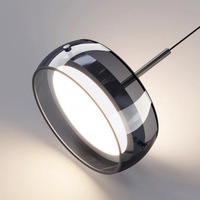 Luminaire suspendu en verre transparent gris de style moderne, 3 lumières, nickel noir