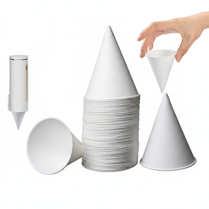 Lot de 4 gobelets en papier coniques à rebord roulé de 150 ml, blancs, jetables, pour fontaines à eau de bureau, vente en gros, qualité supérieure - Product Image 5