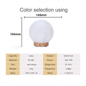 JCSY <b>Moon</b> Lamp Humidifier 15cm Led <b>Night</b> <b>Light</b> Aroma Diffuser With Wood Grain Base For Home And Commercial Use - Product Image 5