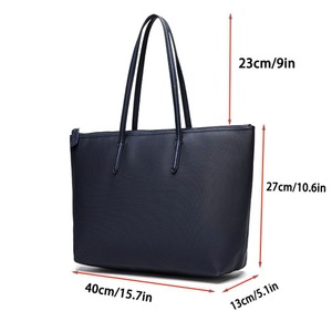 Bolso Tote Impermeable de Mujer Estilo Cocodrilo Francés, Gran Capacidad, Ligero, Sencillo, para el Día a Día, con Lazo a Rayas, Negro, Primavera 2025 - Product Image 3